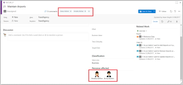 Adding Personas To Work Items In VSTS