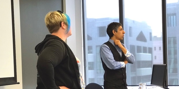 Equinox IT Senior Consultant Kirstie Eriksen with Michael Sahota at the Equinox IT 1/2 day Agile Leadership overview