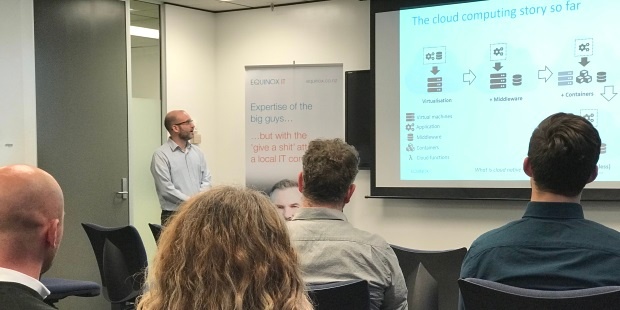 Senior Consultant Carl Douglas presents on Serverless Computing at an Equinox IT Client Briefing