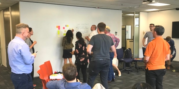 Attendees dot voting the topic options at the Certified Scrum Meetup held in October 2018 in Wellington