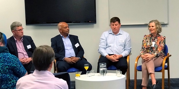 Dianna Taylor sharing ideas as part of the CIO panel discussion with Chris Buxton, Channa Jayasinha and Richard Ashworth