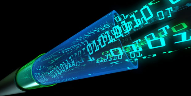 Binary digital information flowing through a cable