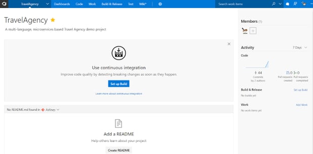 Microsoft Visual Studio Team Services Project Home