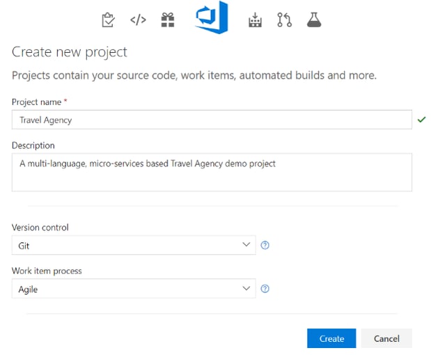 New Microsoft Visual Studio Team Services VSTS Project