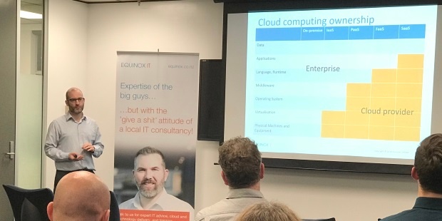 Senior Consultant Carl Douglas presents on Serverless Computing at an Equinox IT client briefing event